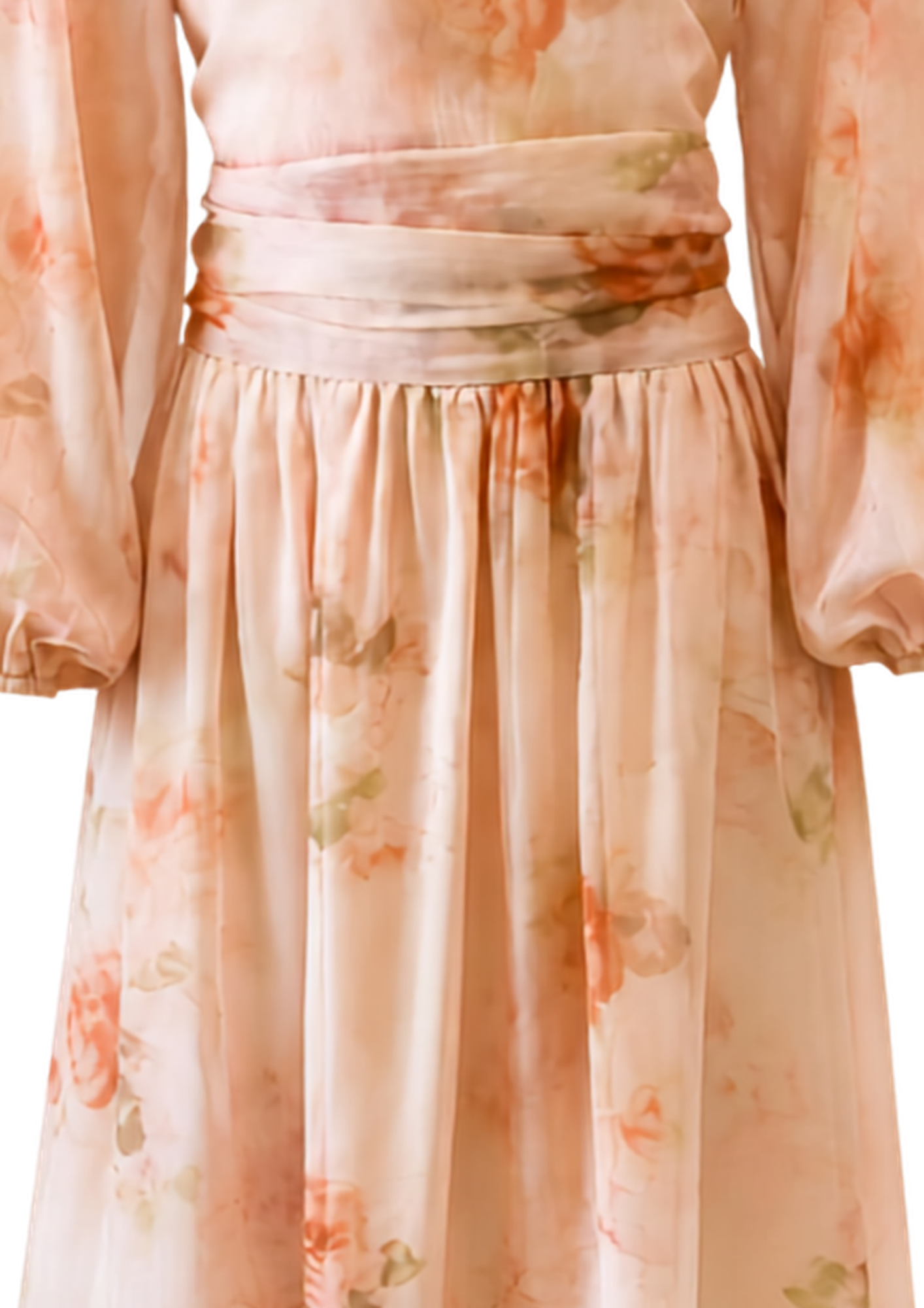 Robe Fleurie Manches Longues — détail