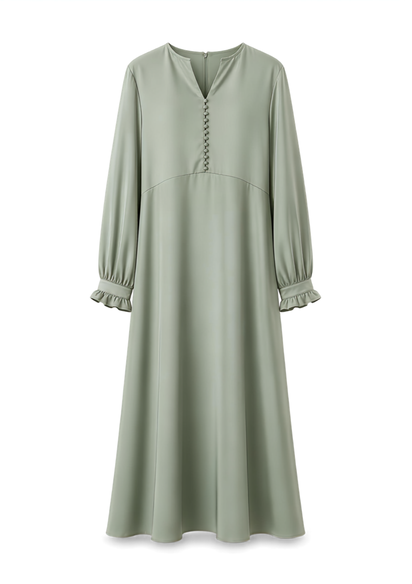 Robe Vert Sauge Boutonnée