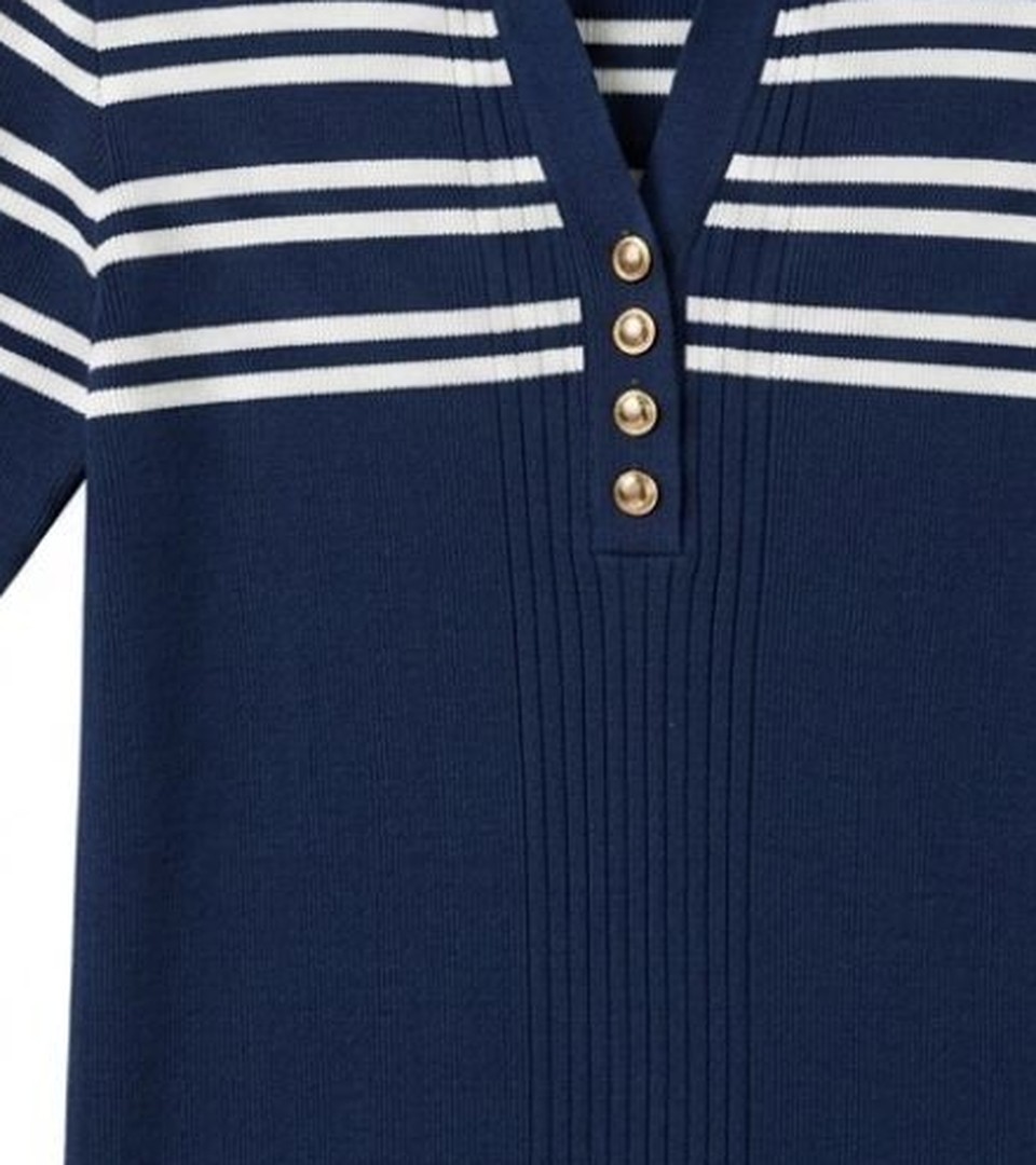 Polo Bleu Marine à Rayures — détail