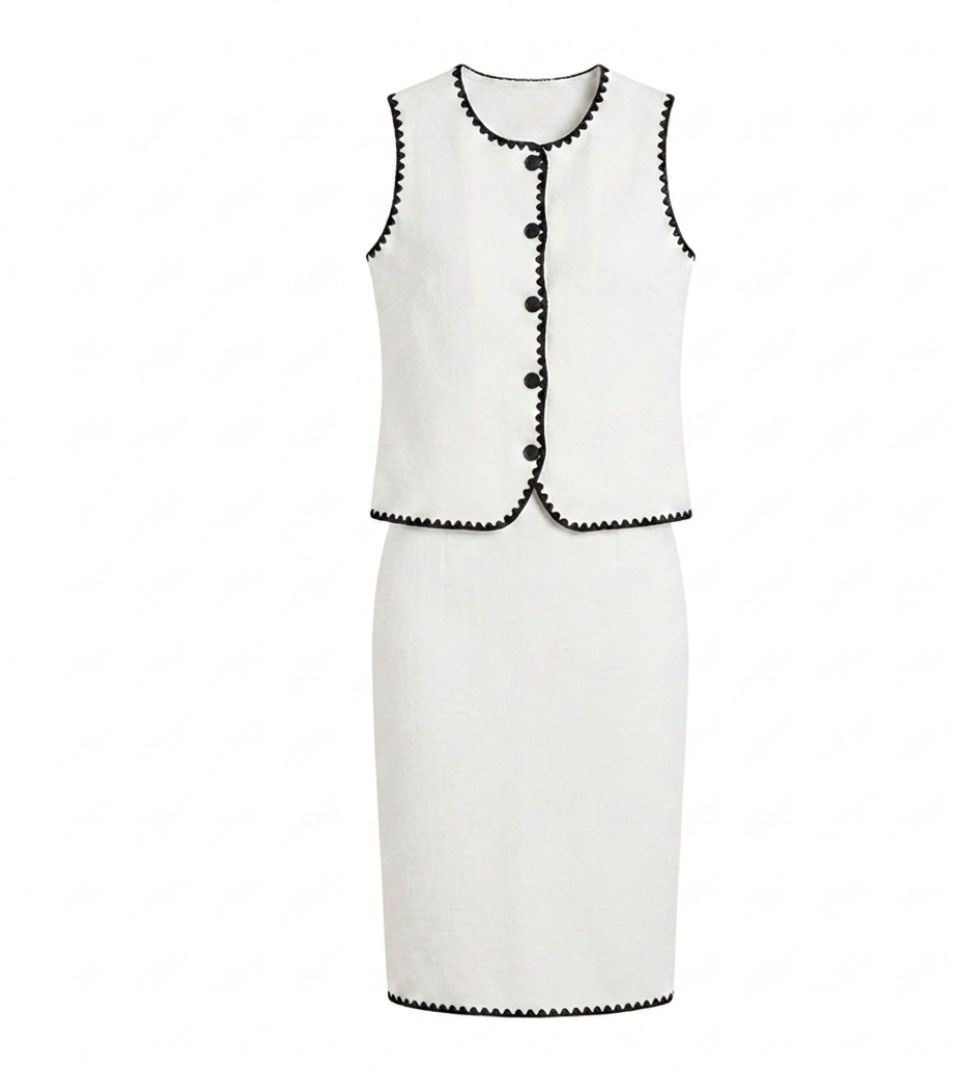 Ensemble Blanc Bordure Noire